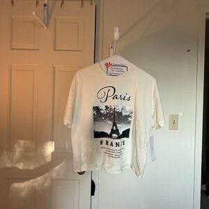 NWT Paris Eiffel Tower Graphic Tee in Cream